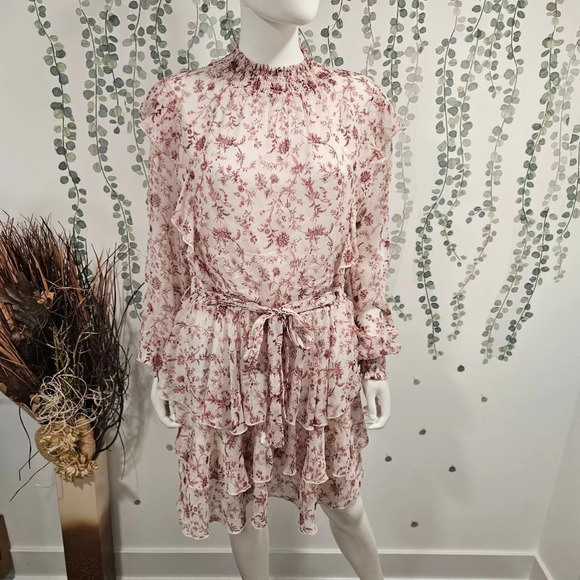 Minkpink Melanie Floral Chiffon Ruffle Dress Size XL - Picture 3 of 12